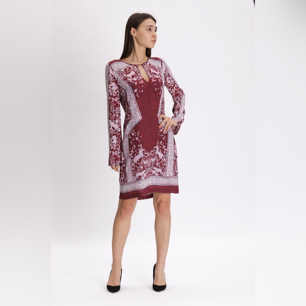 NWT BCBGMAXAZRIA Freya Sheer Boho Shift Dress | Print | XXS - Picture 8 of 8